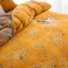 Reversible Double Gauze Cotton Bedding Set, Class A No Fluorescent, Button Closure 4-Piece Bed Sheet Set
