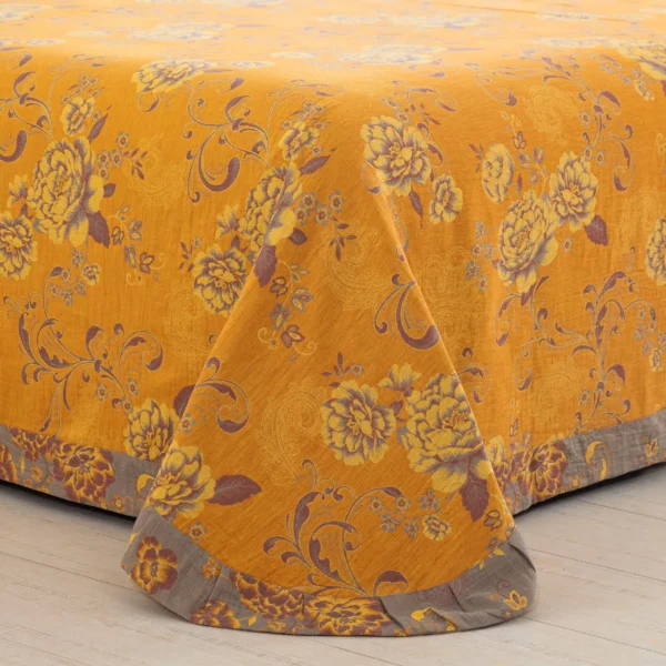 Reversible Double Gauze Cotton Bedding Set, Class A No Fluorescent, Button Closure 4-Piece Bed Sheet Set