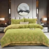 Reversible Double Gauze Cotton Bedding Set, Class A No Fluorescent, Button Closure 4-Piece Bed Sheet Set