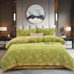 Reversible Double Gauze Cotton Bedding Set, Class A No Fluorescent, Button Closure 4-Piece Bed Sheet Set