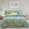 Reversible Double Gauze Cotton Bedding Set, Class A No Fluorescent, Button Closure 4-Piece Bed Sheet Set
