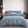Reversible Double Gauze Cotton Bedding Set, Class A No Fluorescent, Button Closure 4-Piece Bed Sheet Set