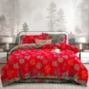 Reversible Double Gauze Cotton Bedding Set, Class A No Fluorescent, Button Closure 4-Piece Bed Sheet Set
