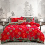 Reversible Double Gauze Cotton Bedding Set, Class A No Fluorescent, Button Closure 4-Piece Bed Sheet Set