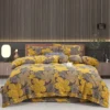1 100% Cotton Double Gauze 4-Piece Bedding Set – Reversible Yarn-Dyed Floral Jacquard
