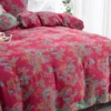 112 100% Cotton Double Gauze Four‑Piece Bedding Set, A‑Class Safe Yarn‑Dyed Jacquard Reversible Floral Duvet Cover Set