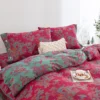 113 100% Cotton Double Gauze Four‑Piece Bedding Set, A‑Class Safe Yarn‑Dyed Jacquard Reversible Floral Duvet Cover Set