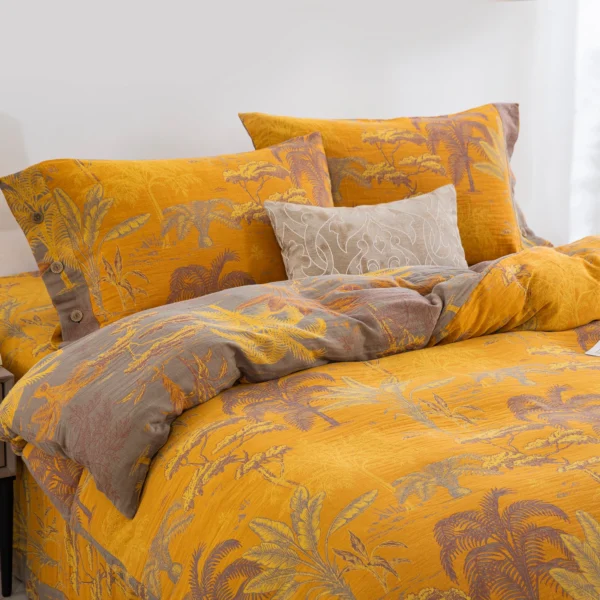 2 Vintage Floral Double Gauze Bedding Set, A Class Baby Safe Cotton 4 Piece Bed Sheets Set,All Season