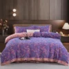 100% Cotton Double Layer Muslin Bedding Set, A-Class Baby Safe 4 Pieces Duvet Cover Sheet Pillowcases, Soft Breathable All Season Bed Linen