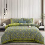100% Cotton Double Gauze Four‑Piece Bedding Set, A‑Class Safe Yarn‑Dyed Jacquard Reversible Floral Duvet Cover Set
