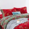 All Season 100% Cotton Double Gauze 4 Piece Bedding Set, A Class Safe Reversible Floral Quilt Cover for King Queen Bed