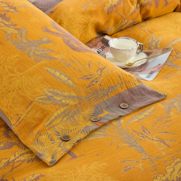 3 Vintage Floral Double Gauze Bedding Set, A Class Baby Safe Cotton 4 Piece Bed Sheets Set,All Season