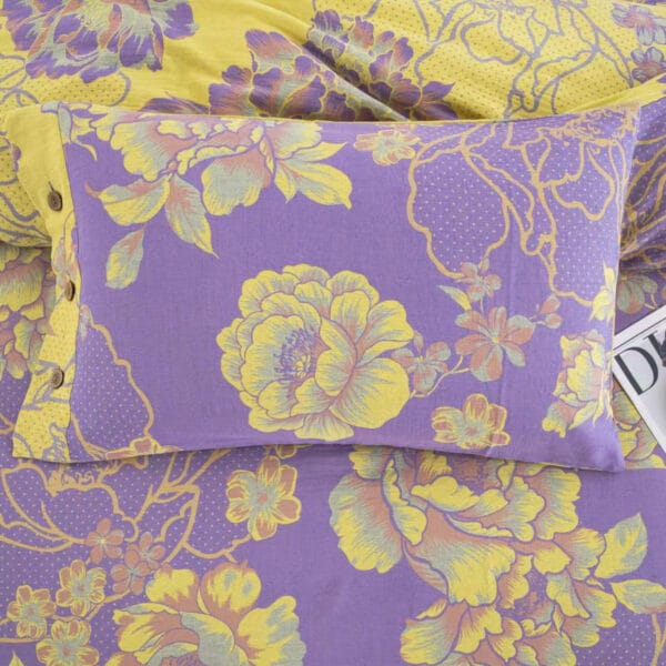 333 Baby Friendly Safe Cotton Double Gauze Four-Piece Bed Set, Dual-Sided Jacquard Yarn Dyed Fabric, A Standard No Fluorescent with Button Closure