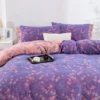 100% Cotton Double Layer Muslin Bedding Set, A-Class Baby Safe 4 Pieces Duvet Cover Sheet Pillowcases, Soft Breathable All Season Bed Linen