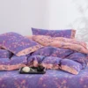 100% Cotton Double Layer Muslin Bedding Set, A-Class Baby Safe 4 Pieces Duvet Cover Sheet Pillowcases, Soft Breathable All Season Bed Linen