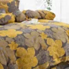 6 100% Cotton Double Gauze 4-Piece Bedding Set – Reversible Yarn-Dyed Floral Jacquard