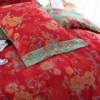 All Season 100% Cotton Double Gauze 4 Piece Bedding Set, A Class Safe Reversible Floral Quilt Cover for King Queen Bed