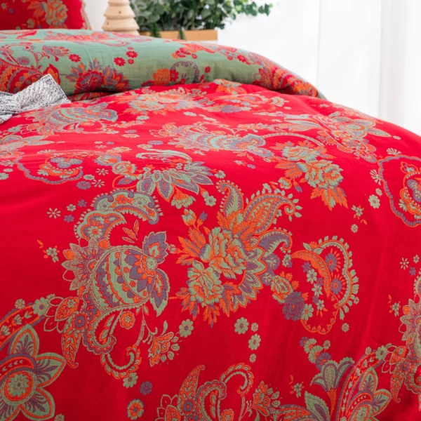 6 Double Layer Gauze Cotton 4 Pieces Bedding Set, Easy Care Breathable Muslin Sheets That Gets Softer After Washing
