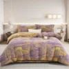100% Cotton Double Layer Muslin Bedding Set, A-Class Baby Safe 4 Pieces Duvet Cover Sheet Pillowcases, Soft Breathable All Season Bed Linen