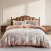 假日庄园 100% Cotton Double Gauze 4-Piece Bedding Set – Reversible Yarn-Dyed Floral Jacquard
