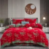 Yarn-Dyed Jacquard All-Cotton Double Gauze 4-Piece Bedding Kit, Dual-Side Usable A-Class Zero Fluorescence Bed Linens with Button Opening