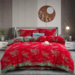 Yarn-Dyed Jacquard All-Cotton Double Gauze 4-Piece Bedding Kit, Dual-Side Usable A-Class Zero Fluorescence Bed Linens with Button Opening