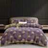 南瓜紫 Vintage Floral Double Gauze Bedding Set, A Class Baby Safe Cotton 4 Piece Bed Sheets Set,All Season