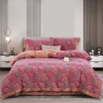 100% Cotton Double Layer Muslin Bedding Set, A-Class Baby Safe 4 Pieces Duvet Cover Sheet Pillowcases, Soft Breathable All Season Bed Linen
