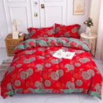 Yarn-Dyed Jacquard All-Cotton Double Gauze 4-Piece Bedding Kit, Dual-Side Usable A-Class Zero Fluorescence Bed Linens with Button Opening