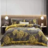 国色牡丹 Baby Friendly Safe Cotton Double Gauze Four-Piece Bed Set, Dual-Sided Jacquard Yarn Dyed Fabric, A Standard No Fluorescent with Button Closure