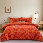 Baby Friendly Safe Cotton Double Gauze Four-Piece Bed Set, Dual-Sided Jacquard Yarn Dyed Fabric, A Standard No Fluorescent with Button Closure