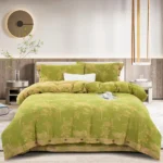 100% Cotton Double Layer Muslin Bedding Set, A-Class Baby Safe 4 Pieces Duvet Cover Sheet Pillowcases, Soft Breathable All Season Bed Linen