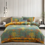 Vintage Floral Double Gauze Bedding Set, A Class Baby Safe Cotton 4 Piece Bed Sheets Set，All Season