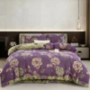 幸福花开1 100% Cotton Double Layer Muslin Bedding Set, A-Class Baby Safe 4 Pieces Duvet Cover Sheet Pillowcases, Soft Breathable All Season Bed Linen