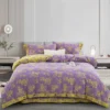 Yarn-Dyed Jacquard All-Cotton Double Gauze 4-Piece Bedding Kit, Dual-Side Usable A-Class Zero Fluorescence Bed Linens with Button Opening