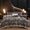 木兰辞 Vintage Floral Double Gauze Bedding Set, A Class Baby Safe Cotton 4 Piece Bed Sheets Set,All Season