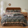 林深见鹿墨绿 Pure Cotton Double Gauze Duvet Cover – Soft as a Gentle Breeze, Featuring Vintage Chinese Botanical Illustrations, Lightweight & Skin-Friendly