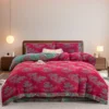 林深见鹿酒红 Pure Cotton Double Gauze Duvet Cover – Soft as a Gentle Breeze, Featuring Vintage Chinese Botanical Illustrations, Lightweight & Skin-Friendly