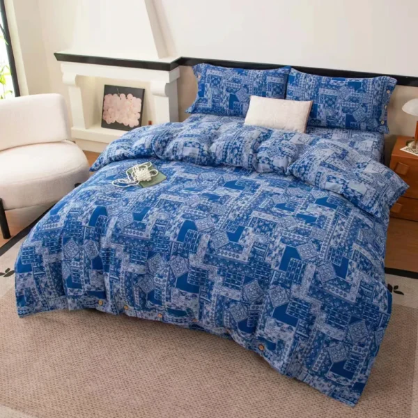 欧瑞拉 100% Cotton Double Gauze Bedding Set 4 Pieces, A Class Baby Safe Soft Duvet Cover Set