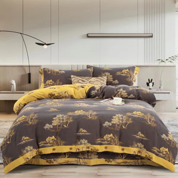 水上江南 Double Layer Cotton Gauze Bed Sheet Set, Breathable Skin-Friendly 4pcs Bedding For All Seasons