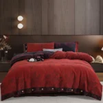 100% Cotton Double Gauze 4-Piece Bedding Set – Reversible Yarn-Dyed Floral Jacquard
