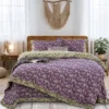 清新之歌紫色 100% Cotton Double Gauze Bedding Set 4 Pieces, A Class Baby Safe Soft Duvet Cover Set