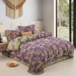 All Season 100% Cotton Double Gauze 4 Piece Bedding Set, A Class Safe Reversible Floral Quilt Cover for King Queen Bed