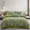 All Season 100% Cotton Double Gauze 4 Piece Bedding Set, A Class Safe Reversible Floral Quilt Cover for King Queen Bed