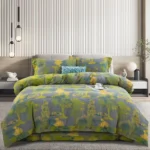 All Season 100% Cotton Double Gauze 4 Piece Bedding Set, A Class Safe Reversible Floral Quilt Cover for King Queen Bed