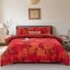 All Season 100% Cotton Double Gauze 4 Piece Bedding Set, A Class Safe Reversible Floral Quilt Cover for King Queen Bed