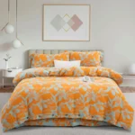 100% Cotton Double Gauze Four‑Piece Bedding Set, A‑Class Safe Yarn‑Dyed Jacquard Reversible Floral Duvet Cover Set