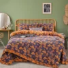 石亭仙树蓝色 Double Layer Cotton Gauze Bed Sheet Set, Breathable Skin-Friendly 4pcs Bedding For All Seasons
