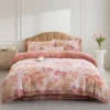 祥花满园 Double Layer Cotton Gauze Bed Sheet Set, Breathable Skin-Friendly 4pcs Bedding For All Seasons