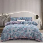 Baby Friendly Safe Cotton Double Gauze Four-Piece Bed Set, Dual-Sided Jacquard Yarn Dyed Fabric, A Standard No Fluorescent with Button Closure